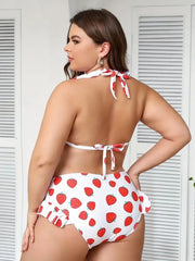 Plus Size Strawberry Ruffles Tankini