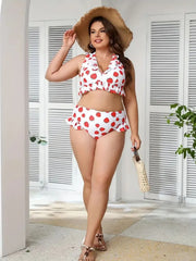 Plus Size Strawberry Ruffles Tankini