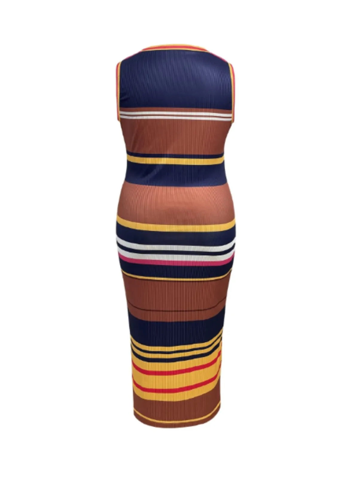 Plus Size Wide Horizontal Stripes Round Neck Bodycon Dress
