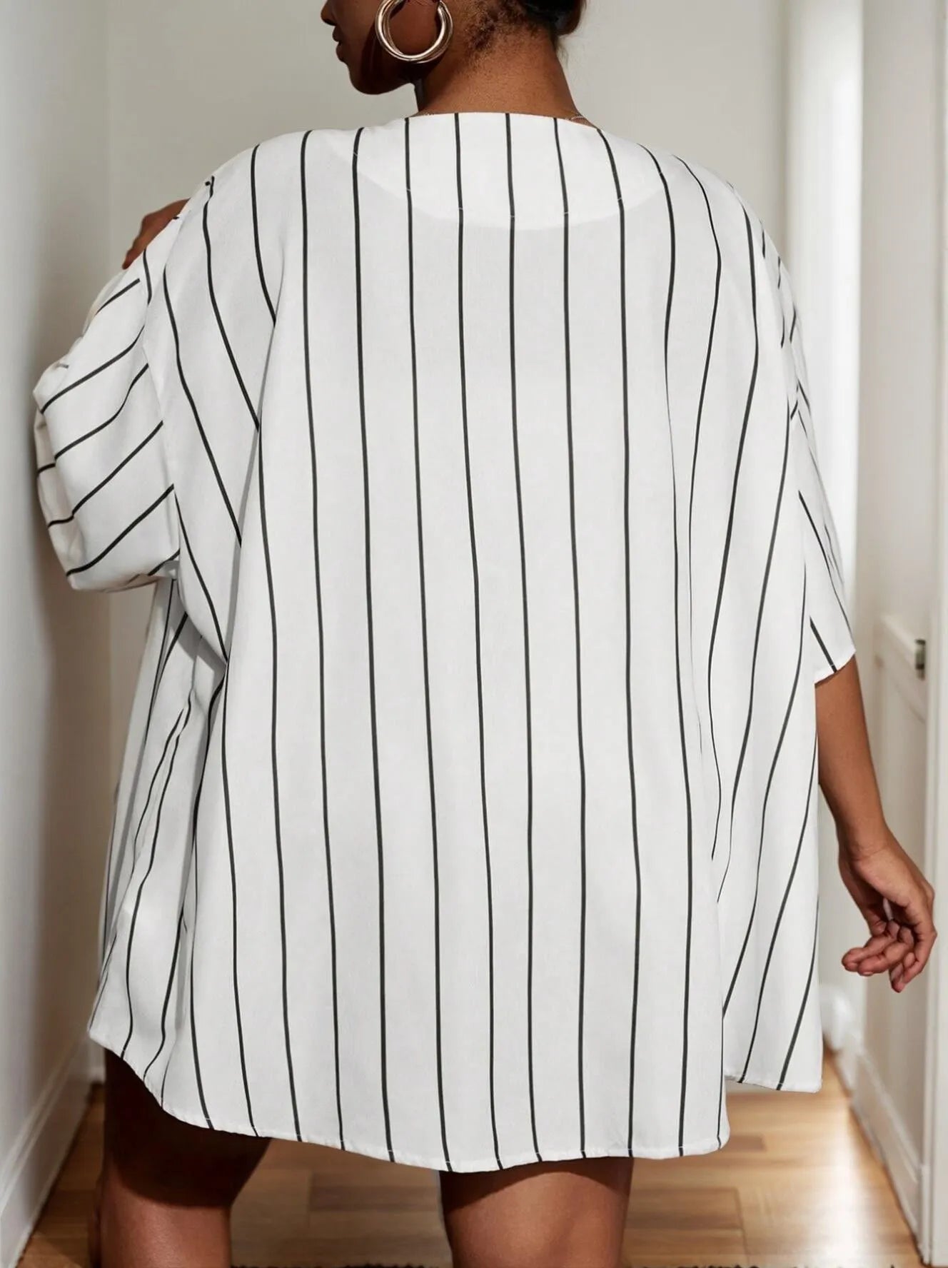 Plus Size Striped Letter Street Style Blouse