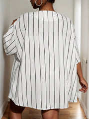 Plus Size Striped Letter Street Style Blouse
