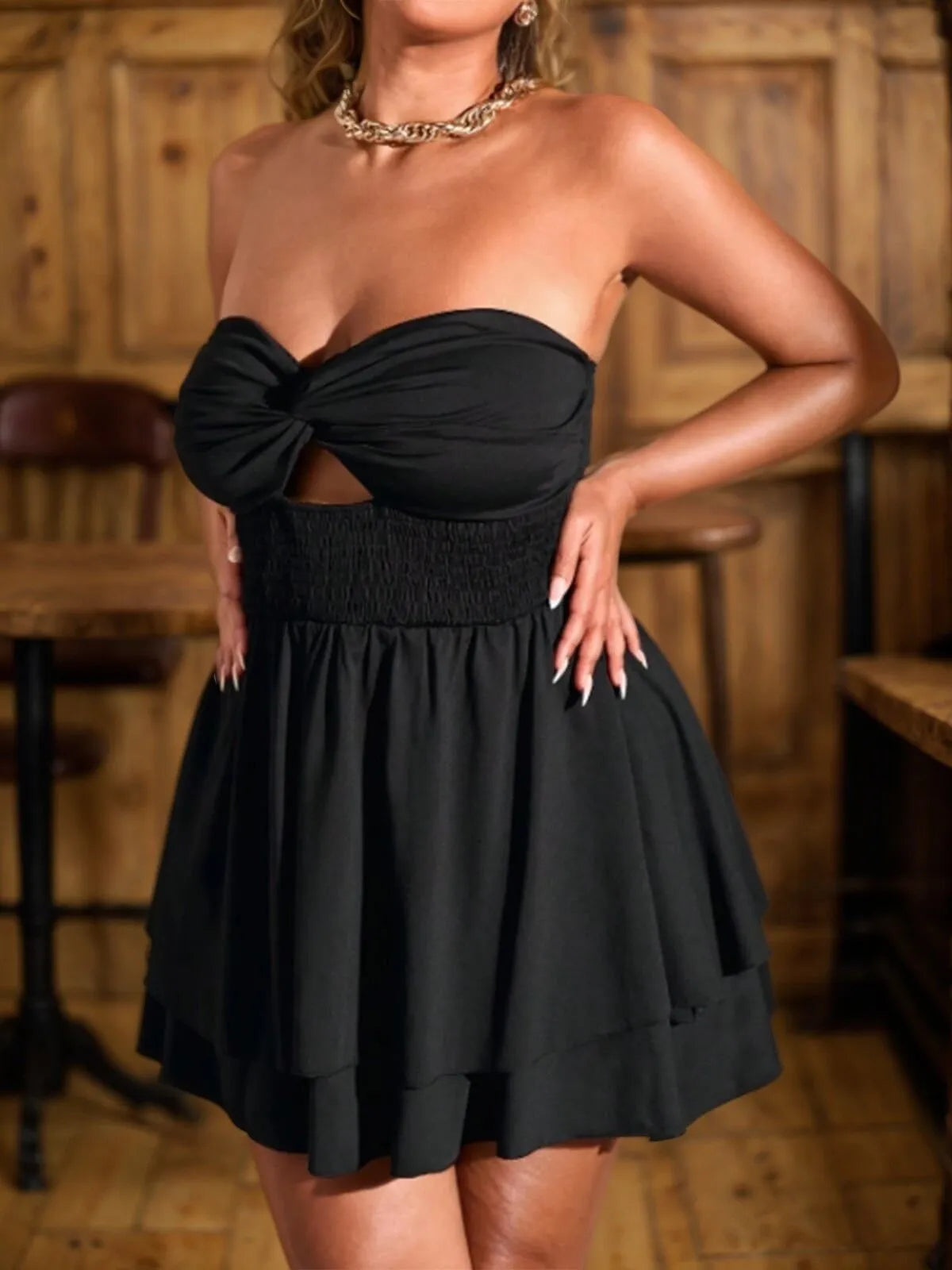 Plus Size Sweet Date Twist Design A-Line Hem Dress