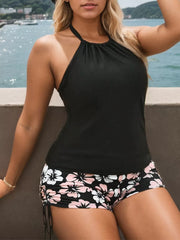 Plus Size Floral Knot High Rise Tankini