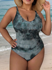 Plus Size Tie Dye High Rise One-piece
