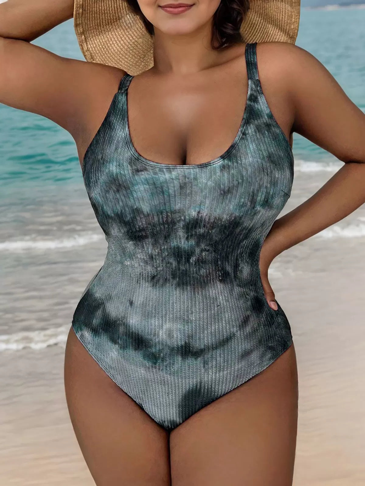 Plus Size Tie Dye High Rise One-piece