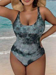 Plus Size Tie Dye High Rise One-piece