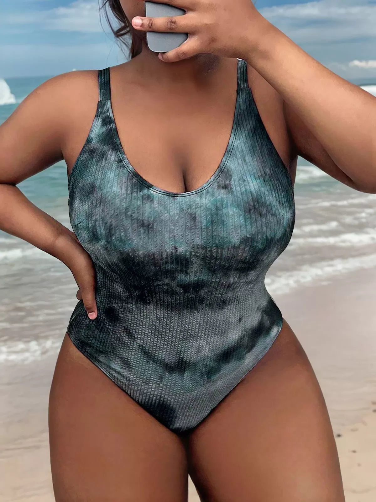 Plus Size Tie Dye High Rise One-piece