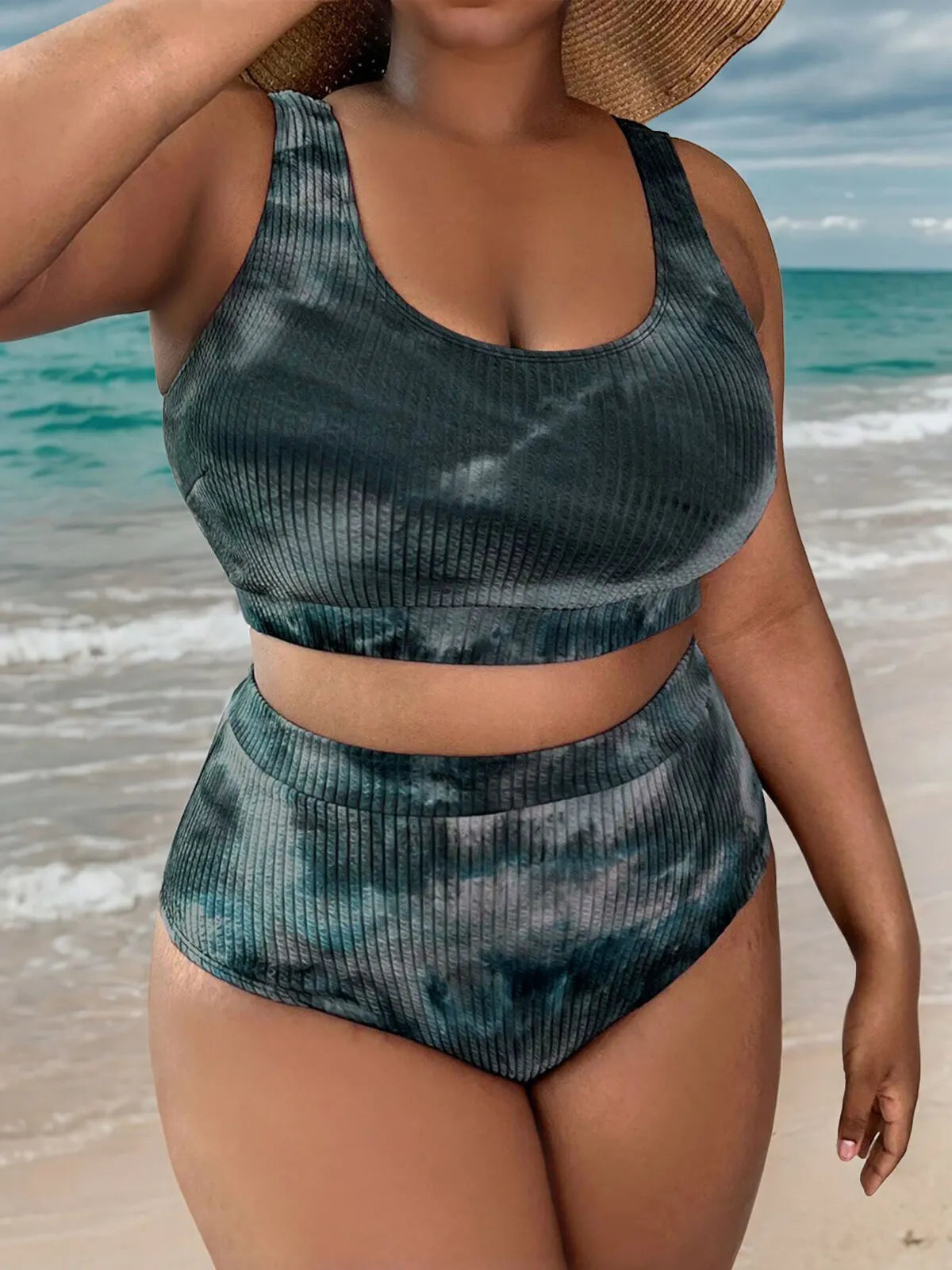 Tie Dye High Rise Spaghetti Strap Tankini