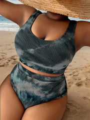 Tie Dye High Rise Spaghetti Strap Tankini