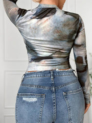 Plus Size Tie Dye Square Neck T-shirt