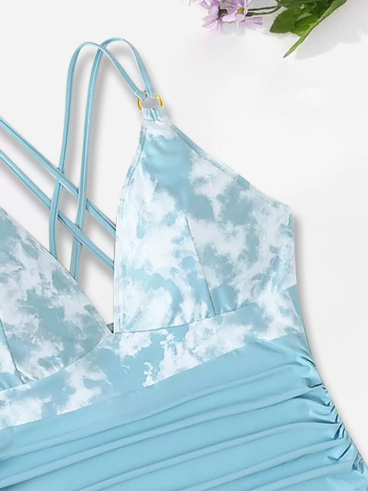 Plus Size Tie Dye Wrinkle High Rise One-piece