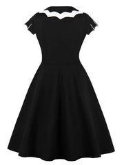 Plus Size Vintage Spider Web Bat Halloween Embroidery A-line Dress 