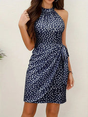 Polka Dots Bow Halter A-line Dress