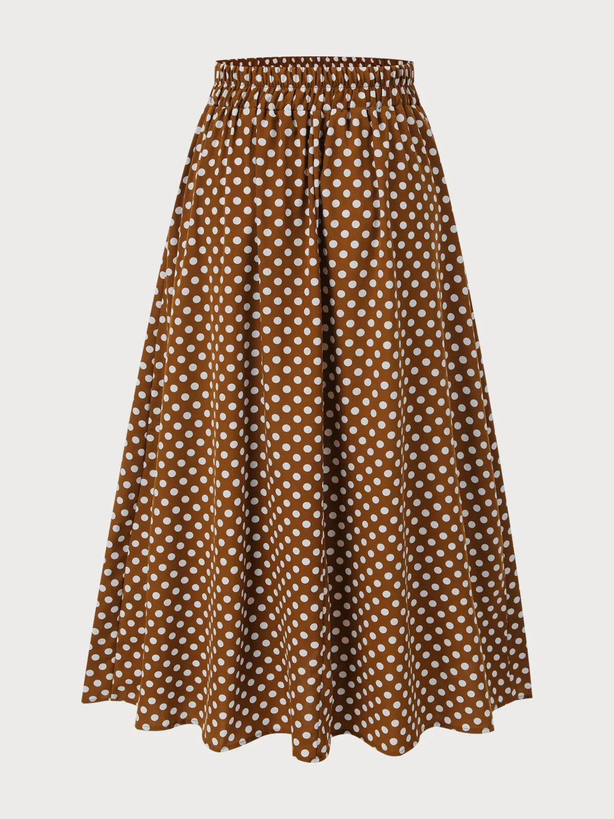 Polka Dots Button High Rise Elastic Waist Skirt