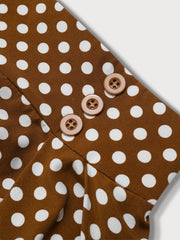 Polka Dots Button High Rise Elastic Waist Skirt