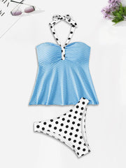 Polka Dots Low Rise Halter Tankini