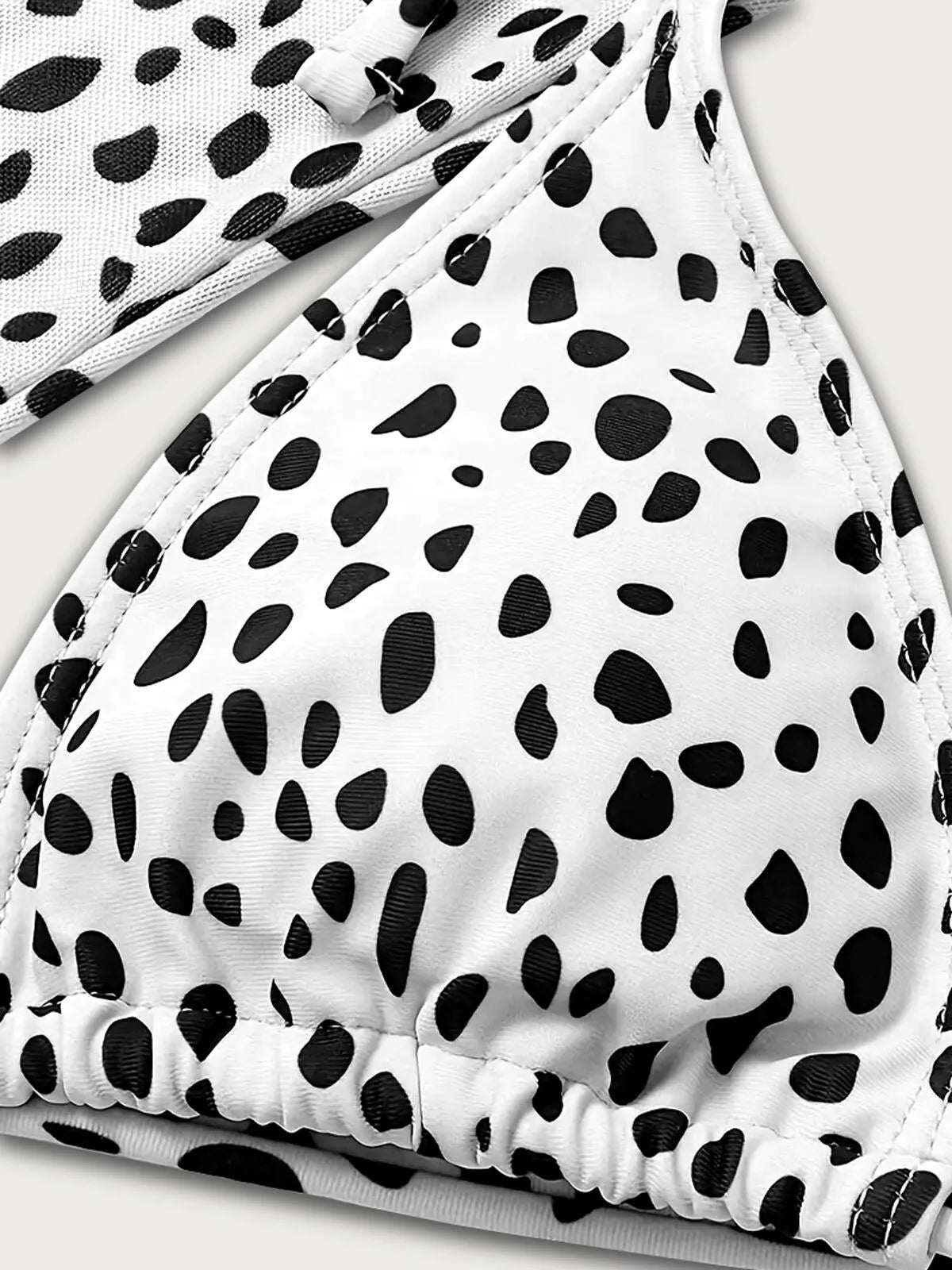 Polka Dots Tie Back Low Rise Round Neck Bikini Sets 