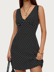 Polka Dots Elegant V-neck A-line Dress