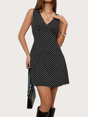 Polka Dots Elegant V-neck A-line Dress