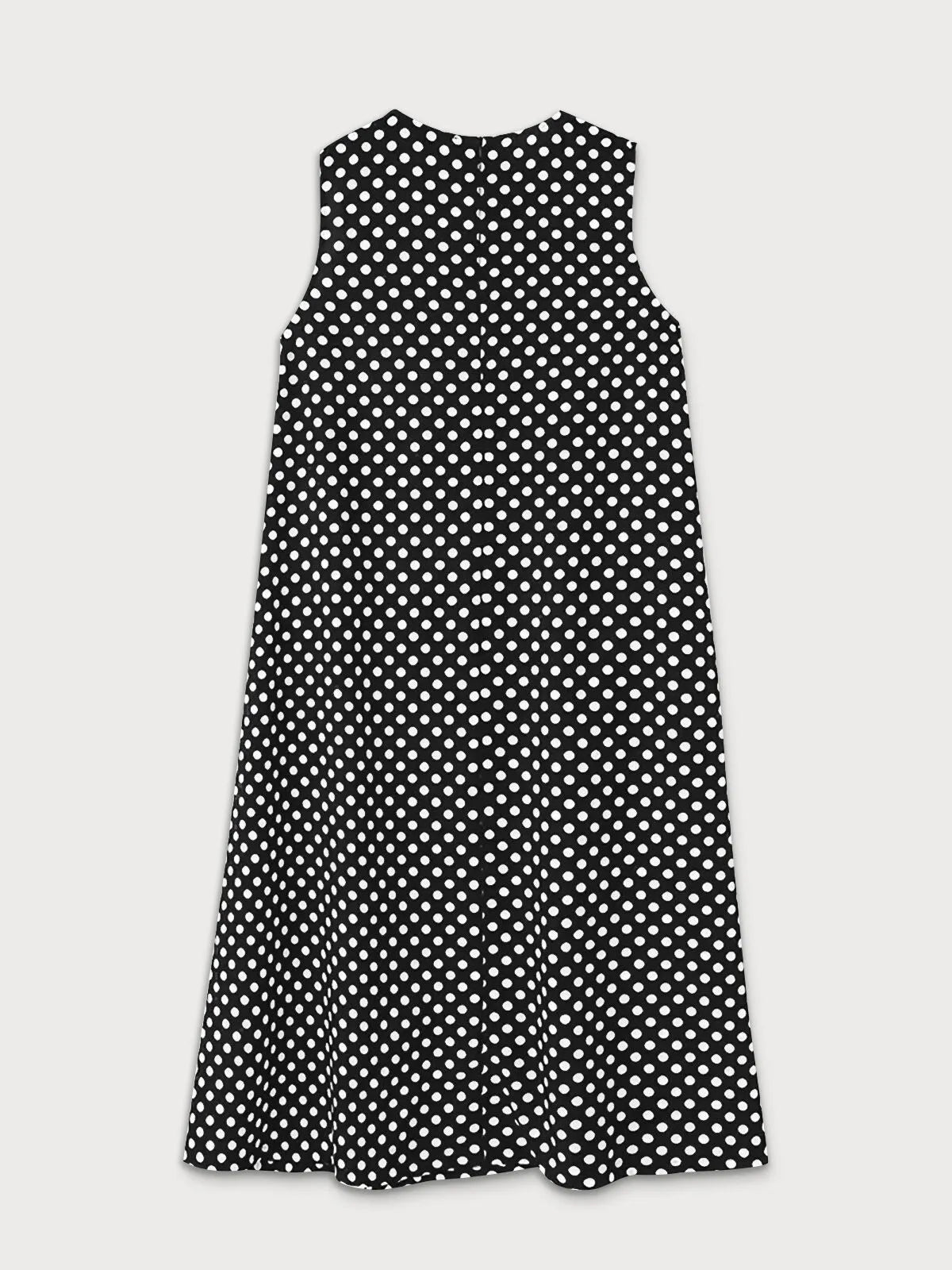 Polka Dots Zipper Round Neck A-line Dress