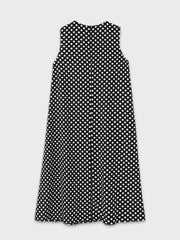 Polka Dots Zipper Round Neck A-line Dress