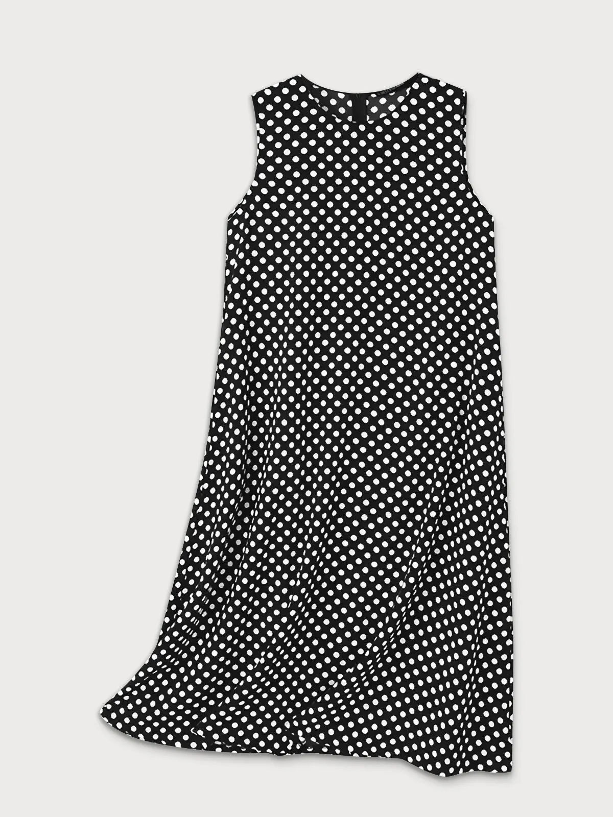 Polka Dots Zipper Round Neck A-line Dress