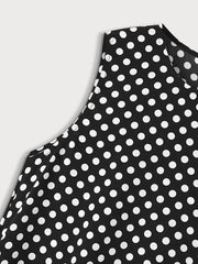 Polka Dots Zipper Round Neck A-line Dress