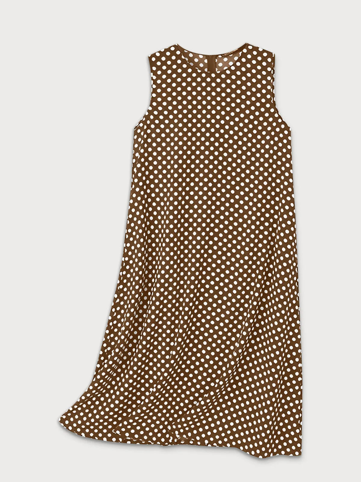 Polka Dots Zipper Round Neck A-line Dress