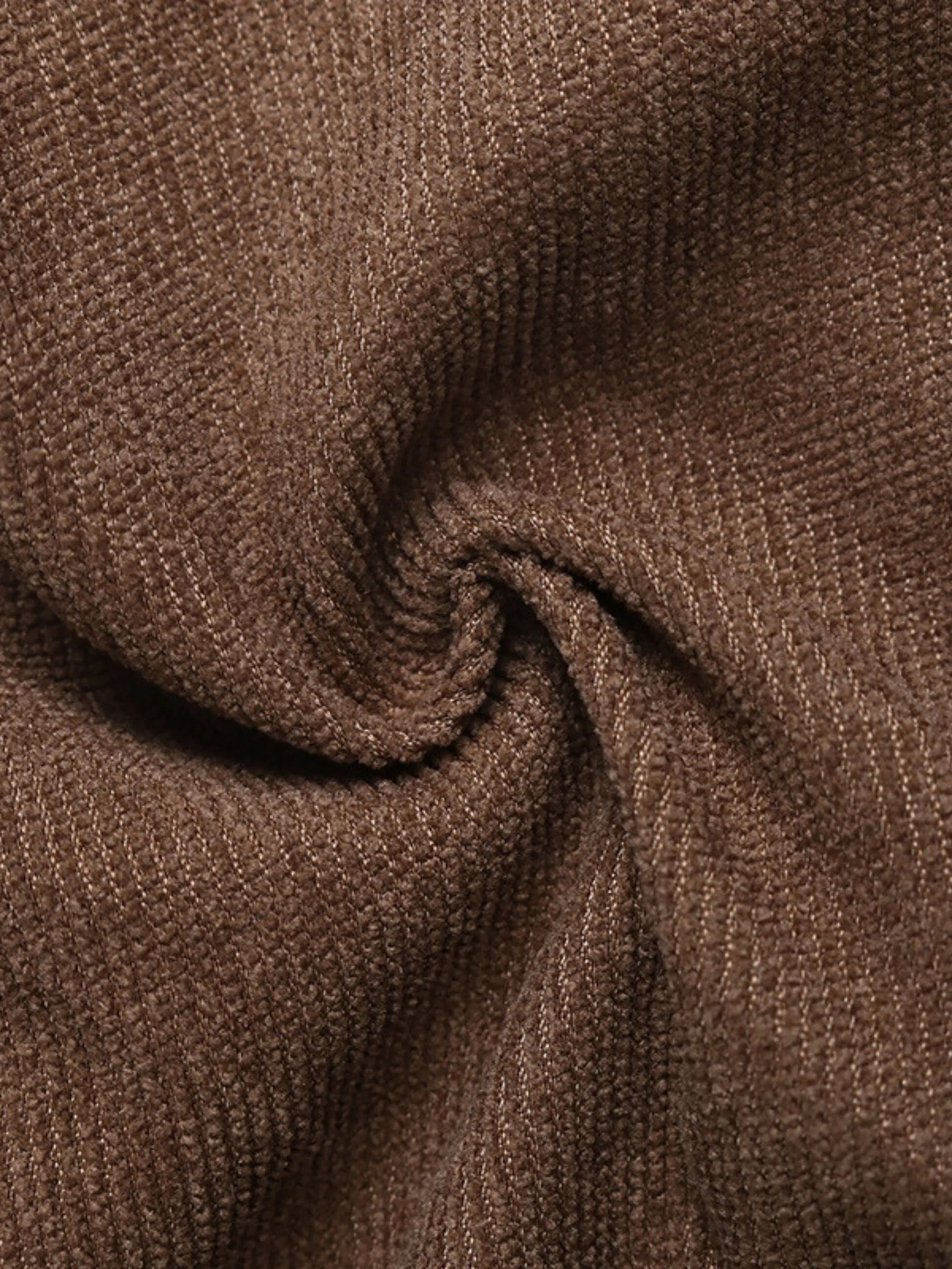 Preppy Style Walnut Brown Pleated Corduroy Mini Skort