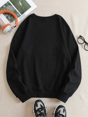 Leopard Print Pumpkin Round Neck Halloween Sweatshirt