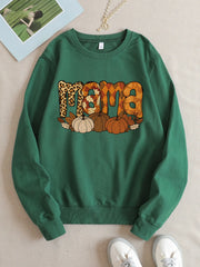 Pumpkin Round Neck Leopard print MAMA Sweatshirt