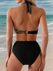 Random Print Bow Low Rise Bikini 