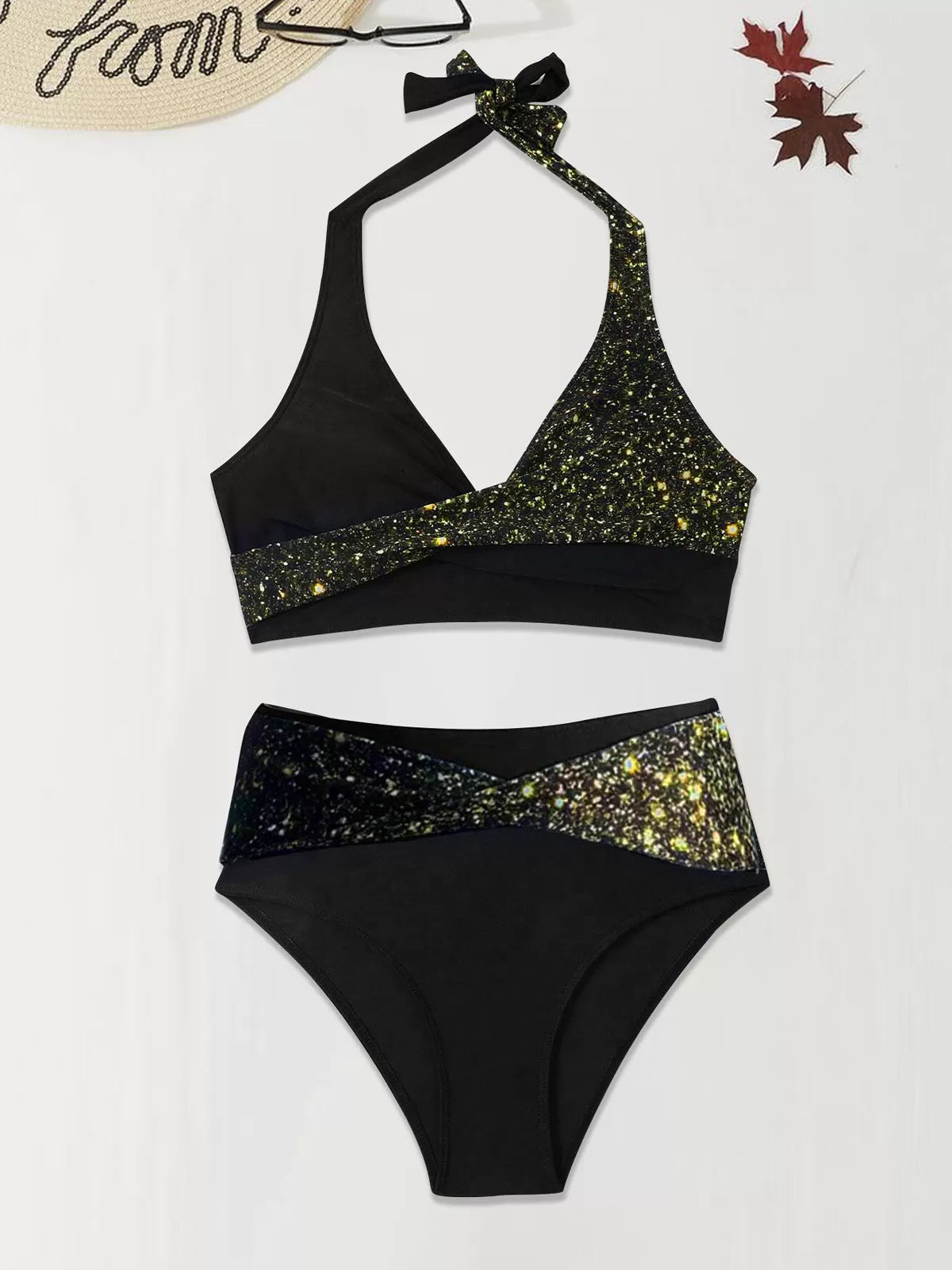 Random Print Bow Low Rise Bikini 