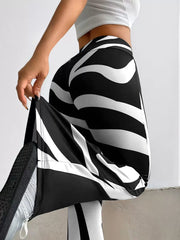 Random Print High Rise Pants