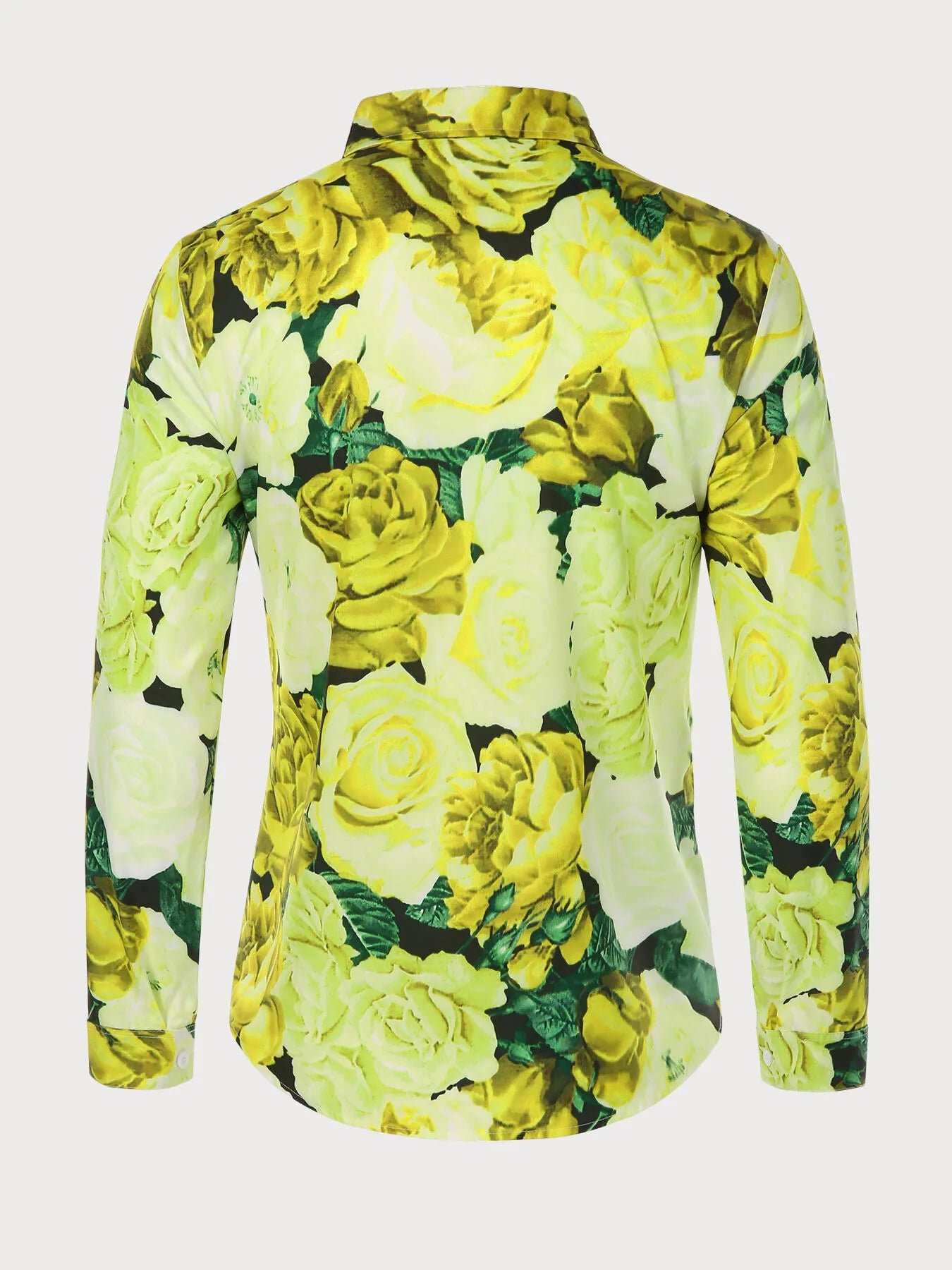 Rose Floral Button Lapel Regular Long Sleeve Shirt
