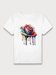Rose Round Neck Short Sleeve T-shirt