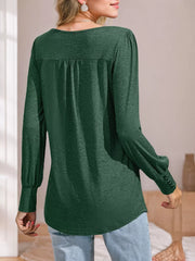 Round Neck Puff Long Sleeve Knit Blouse