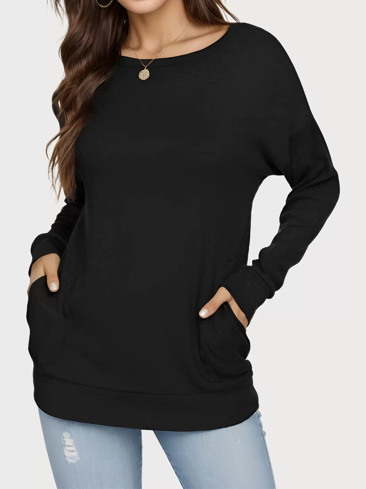 Round Neck Long Sleeve Sweatshirt
