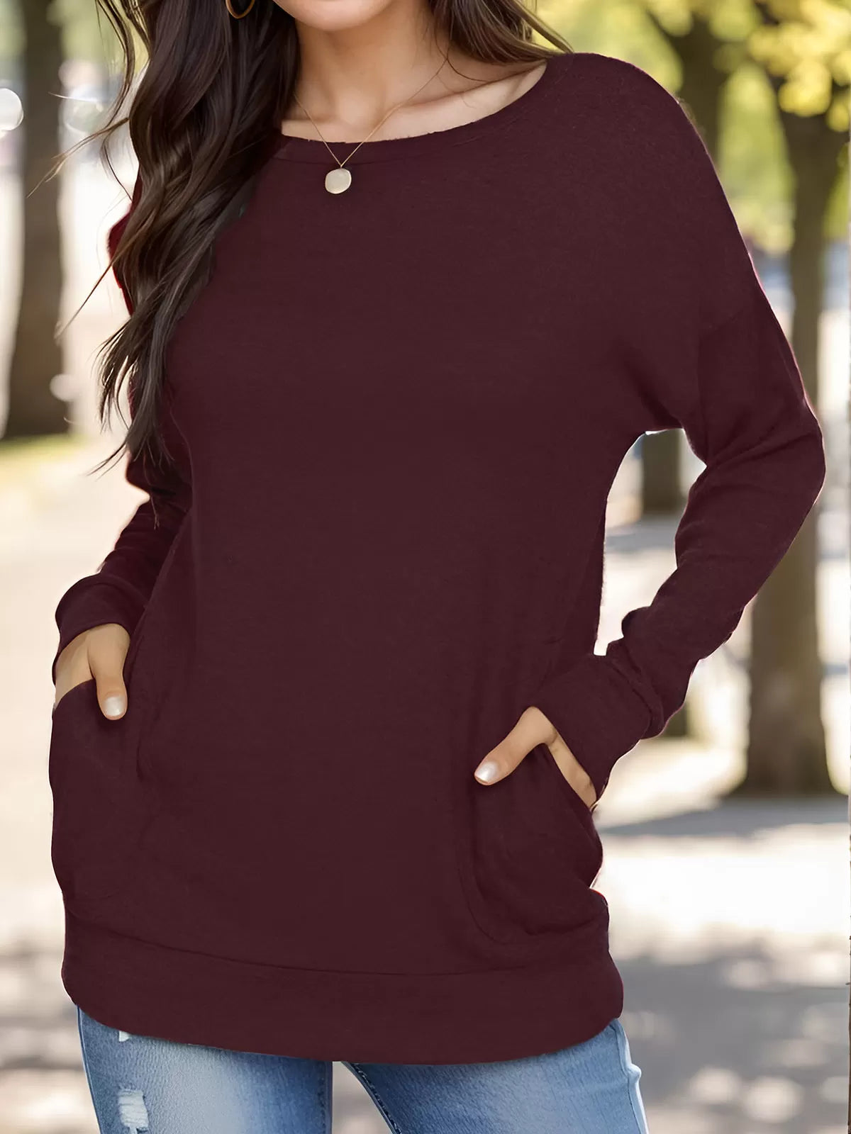 Round Neck Long Sleeve Sweatshirt