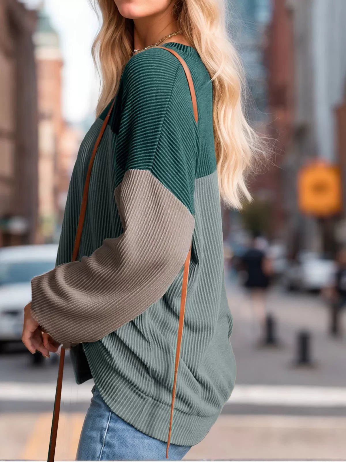 Round Neck Regular Long Sleeves Knit Sweater