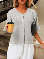 Round Neck Regular Sleeve Short Sleeve Sweater