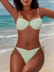 Scottish Plaid Backless Medium Rise Bikini