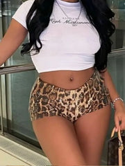 Leopard Sequins High Rise Shorts