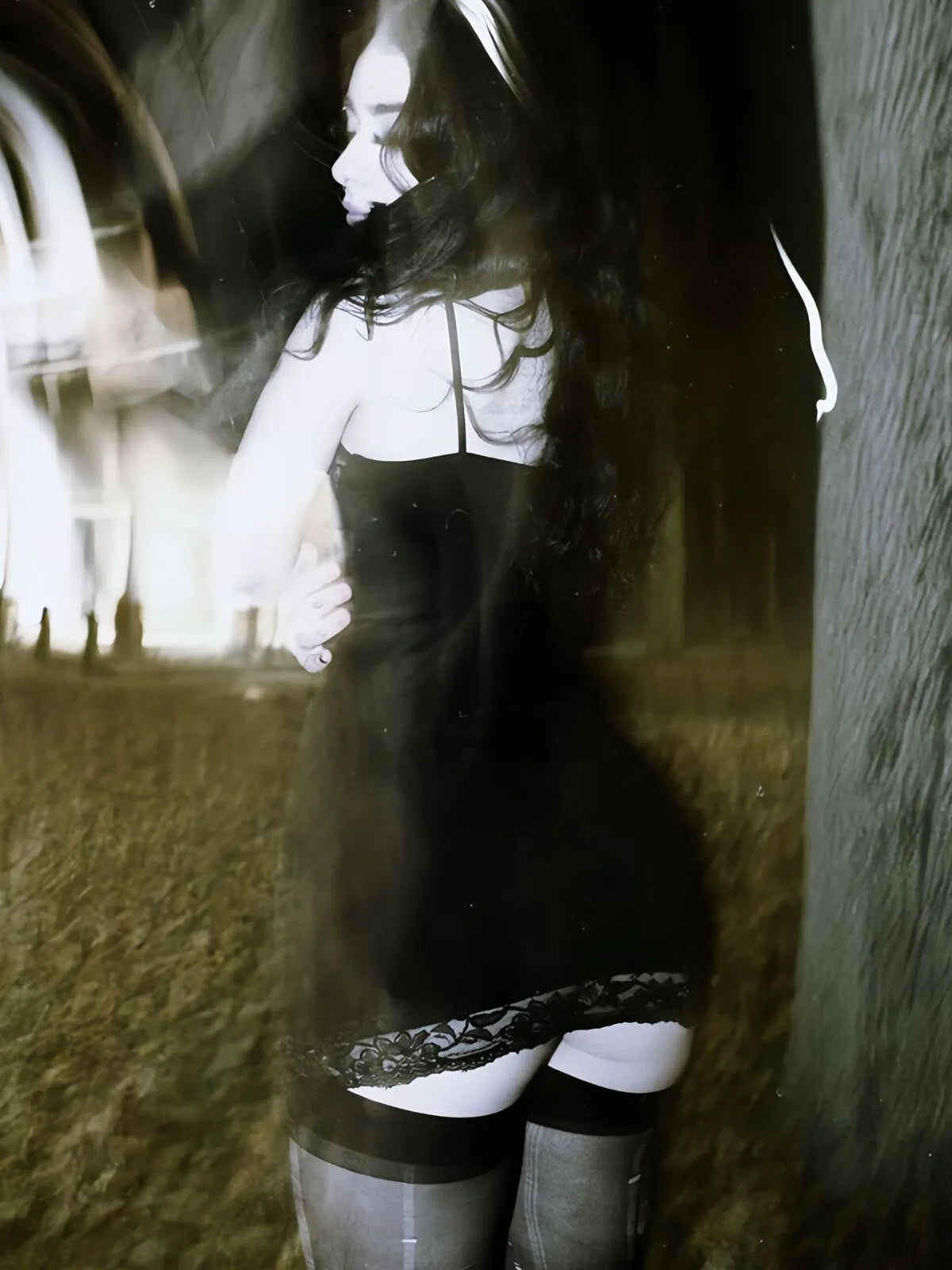Skeleton Dark Style Halloween Lace Spaghetti Strap Fitted Dress