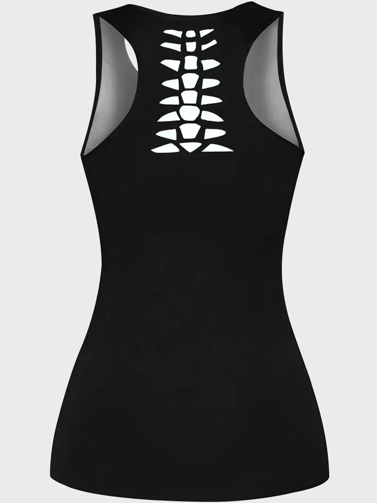 Skeleton Floral Scoop Sleeveless Tank Tee Dress