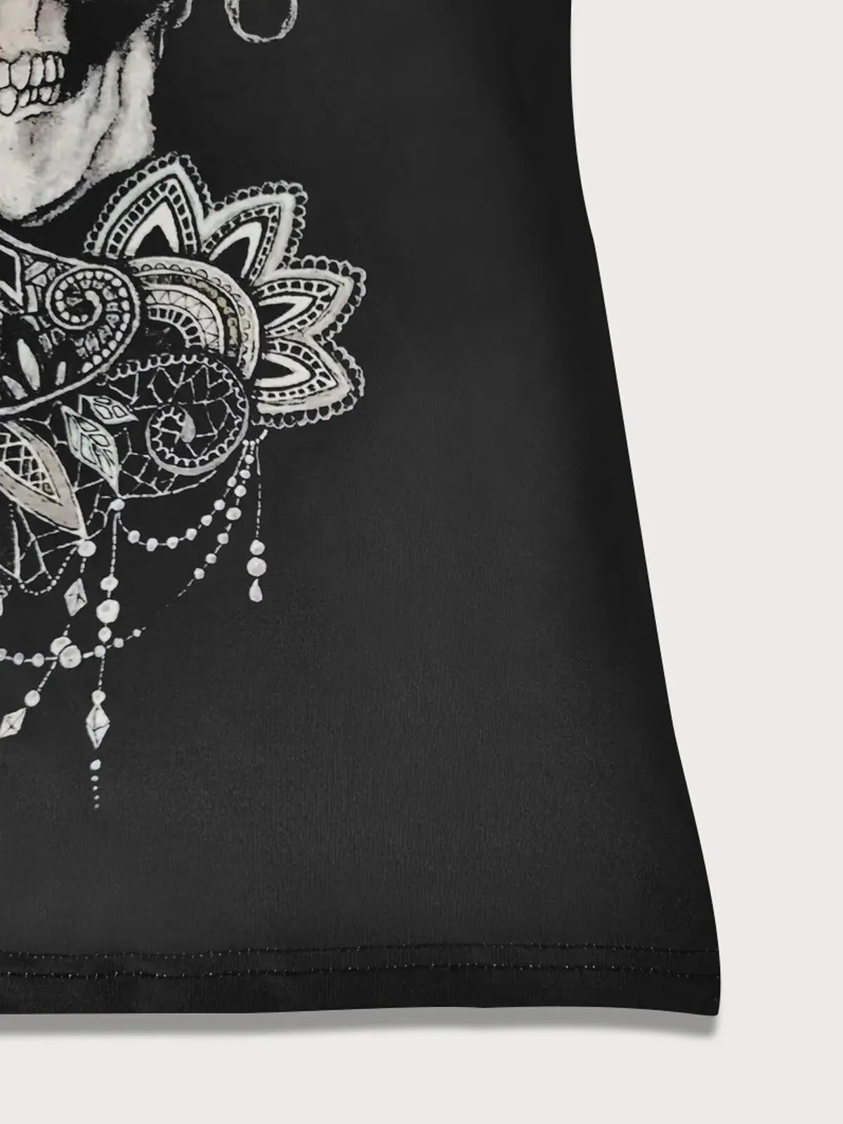 Skeleton Floral Scoop Sleeveless Tank Tee Dress