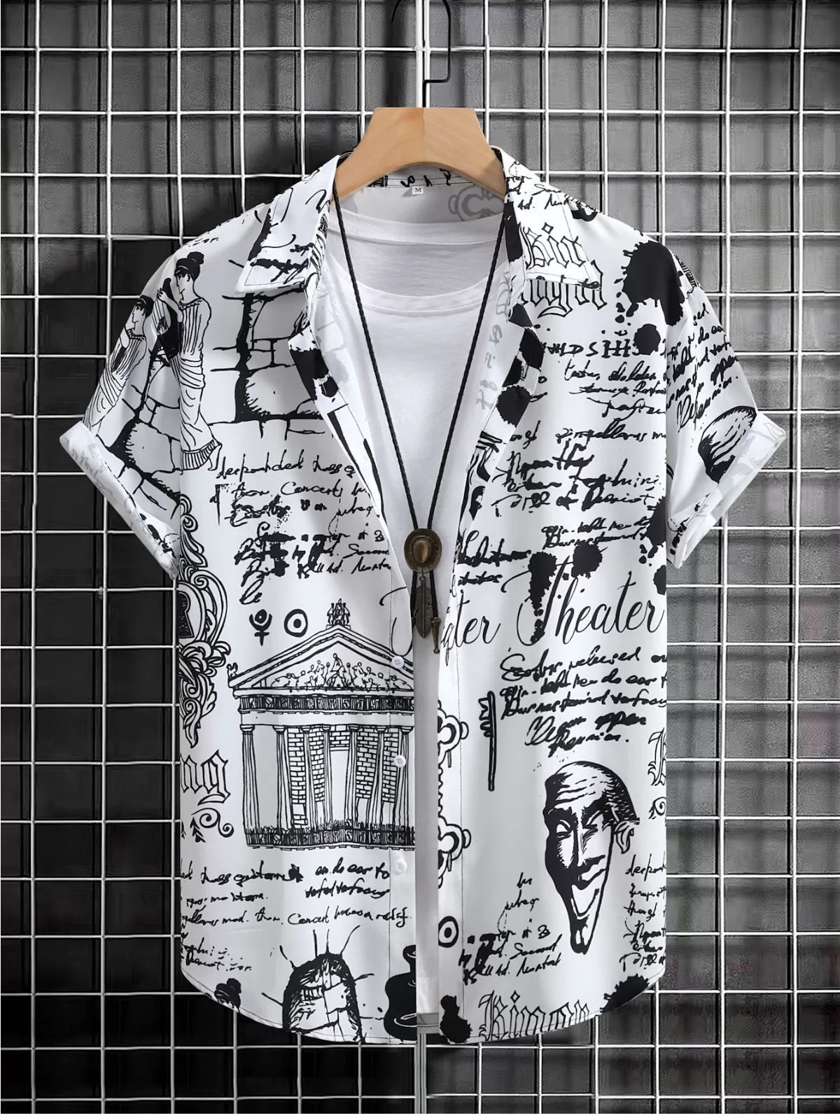 Slogan Button Lapel Regular Shirts