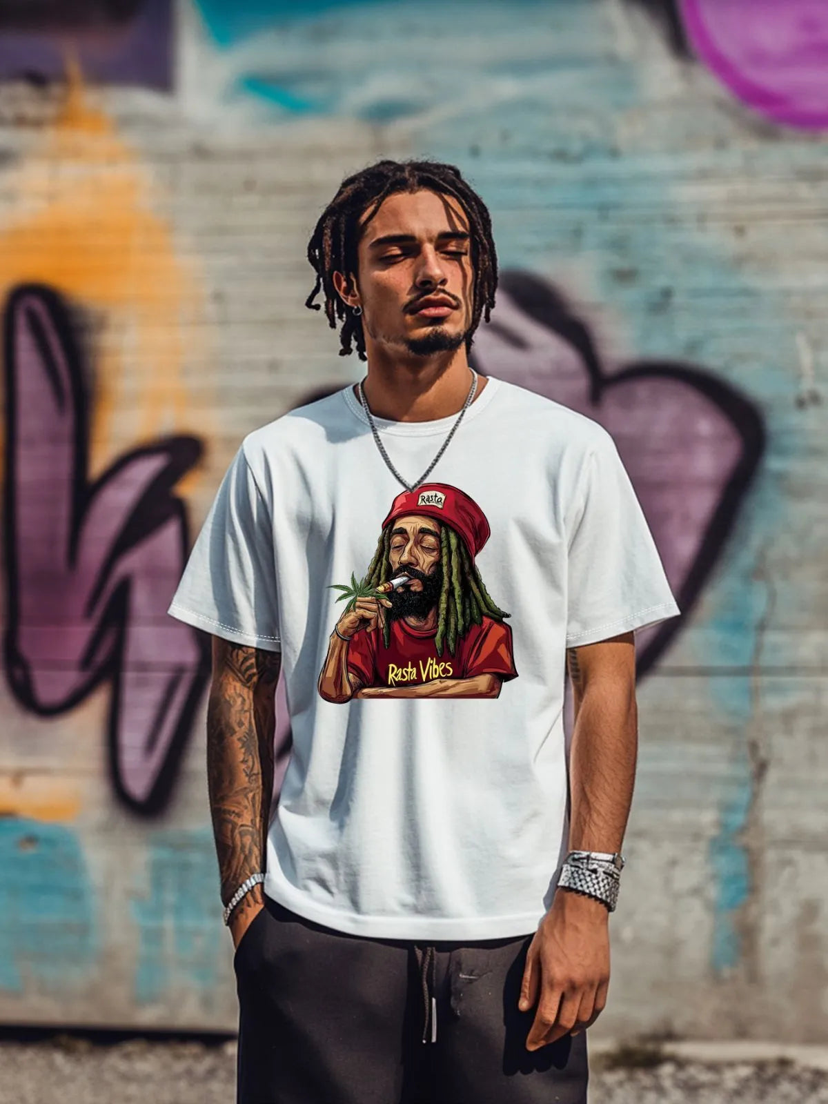 Smoke Figure Print Casual T-shirt