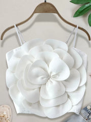 Solid 3D Flower Spaghetti Strap Cami