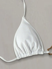 Solid 3D Medium Rise Spaghetti Strap Bikini